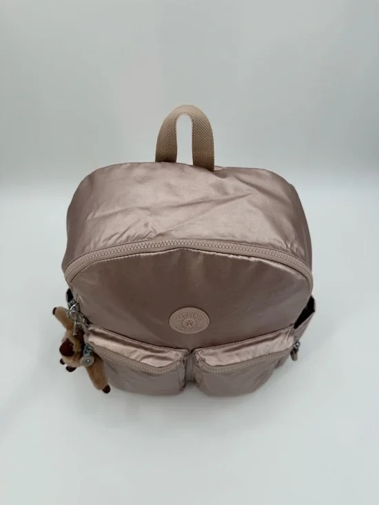Kipling Charnell 11.5" LapTop Rose Gold Metallic Backpack with Monkey Charm - Picture 17 of 17